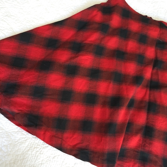 Vicolo Italian Buffalo Plaid Circle A-Line Skirt - Red Buffalo Plaid - Picture 7 of 11